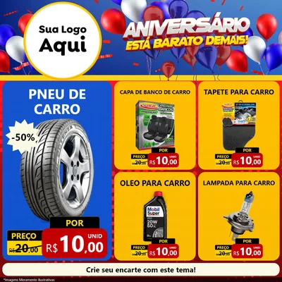 Modelo de Rede Social para Feed Facebook com o tema Aniversário para Auto peças