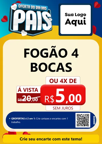 Modelo de Cartaz para Cartaz A4 Vertical com o tema Oferta Do Dia Dos Pais para Móveis e Eletro
