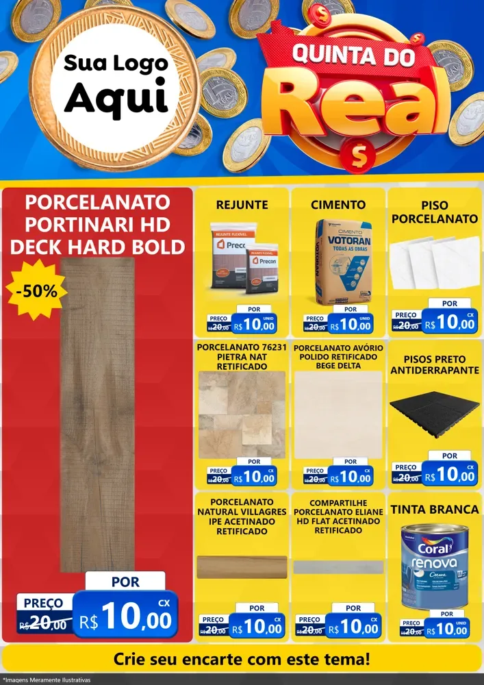 Modelo de Encarte para Encarte A4 Vertical com o tema Quinta do Real para Pisos e revestimentos