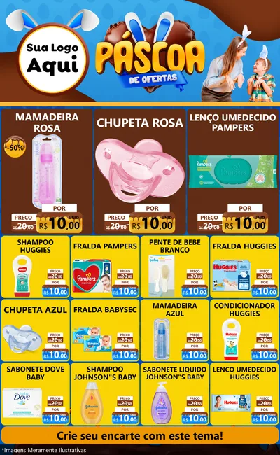 Modelo de Encarte para Encarte Grande com o tema Páscoa de Ofertas para Bebês
