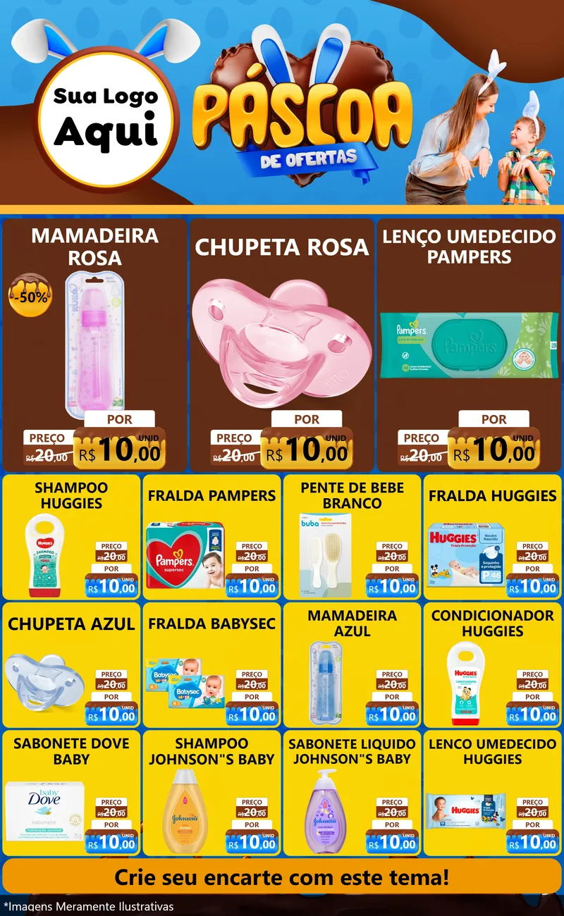 Modelo de Encarte para Encarte Grande com o tema Páscoa de Ofertas para Bebês