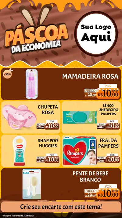 Modelo de TV para TV Vertical com o tema Páscoa da Economia para Bebês