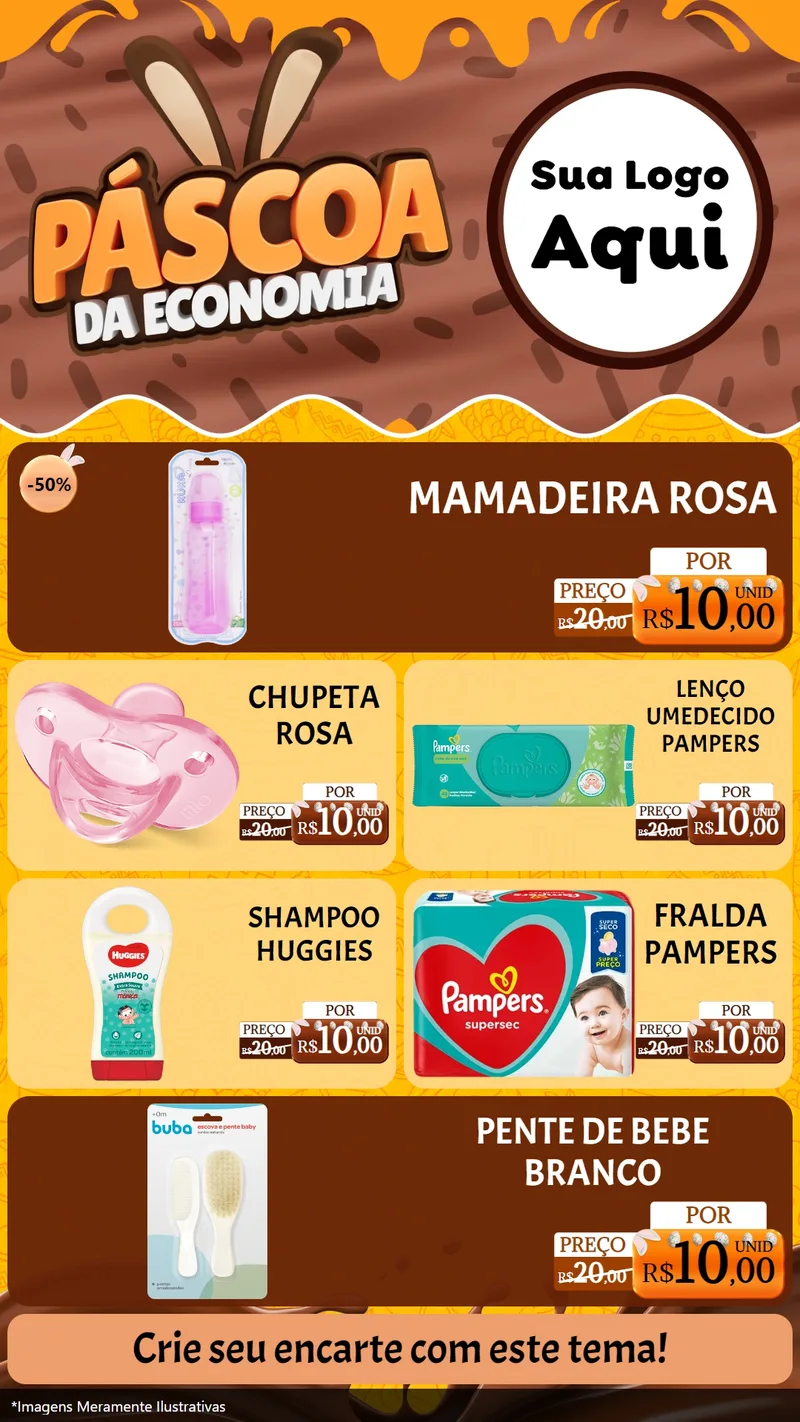 Modelo de TV para TV Vertical com o tema Páscoa da Economia para Bebês