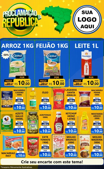 Modelo de Encarte para Encarte Grande com o tema Proclamação da República para Supermercado