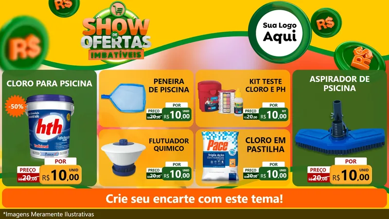 Modelo de TV para TV Horizontal com o tema Show de Ofertas Imbatíveis para Produtos para Piscina