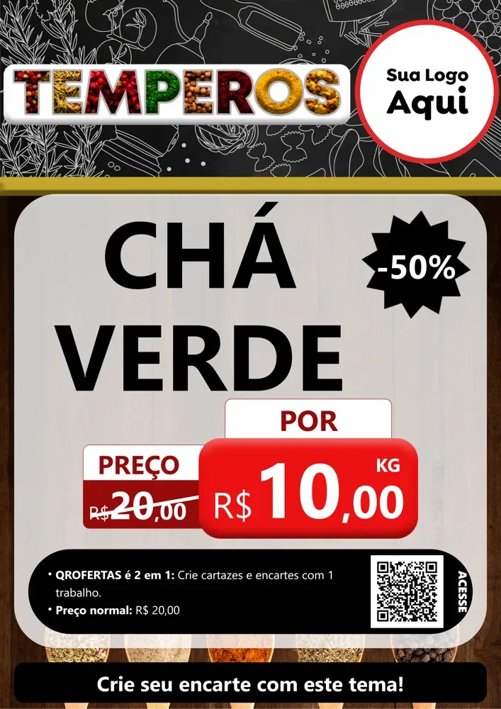 Modelo de Cartaz para Cartaz A4 Vertical com o tema Temperos para Produtos Naturais