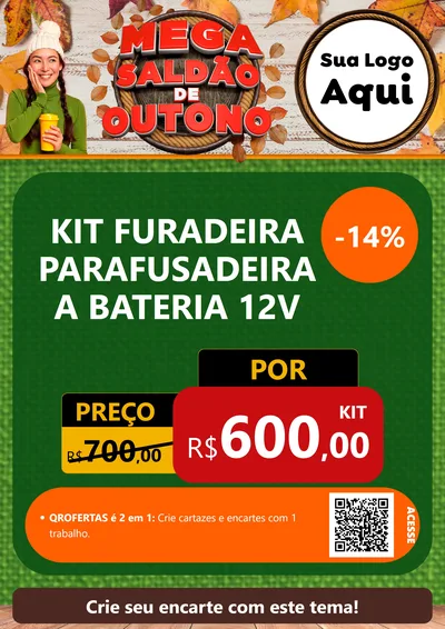 Modelo de Cartaz para Cartaz A4 Vertical com o tema Mega Saldão de Outono para Maquinas e Ferramentas