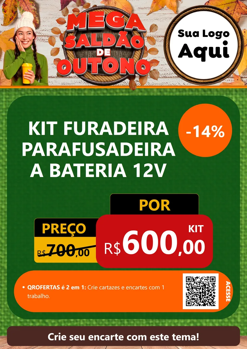 Modelo de Cartaz para Cartaz A4 Vertical com o tema Mega Saldão de Outono para Maquinas e Ferramentas