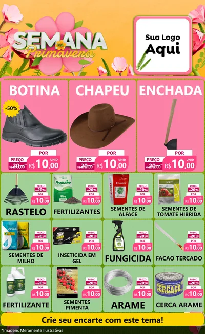 Modelo de Encarte para Encarte Grande com o tema Semana da Primavera para Agropecuária