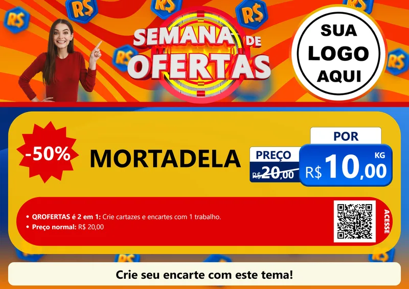 Modelo de Cartaz para Cartaz A4 Horizontal com o tema Semana de Ofertas para Frios e Laticínios