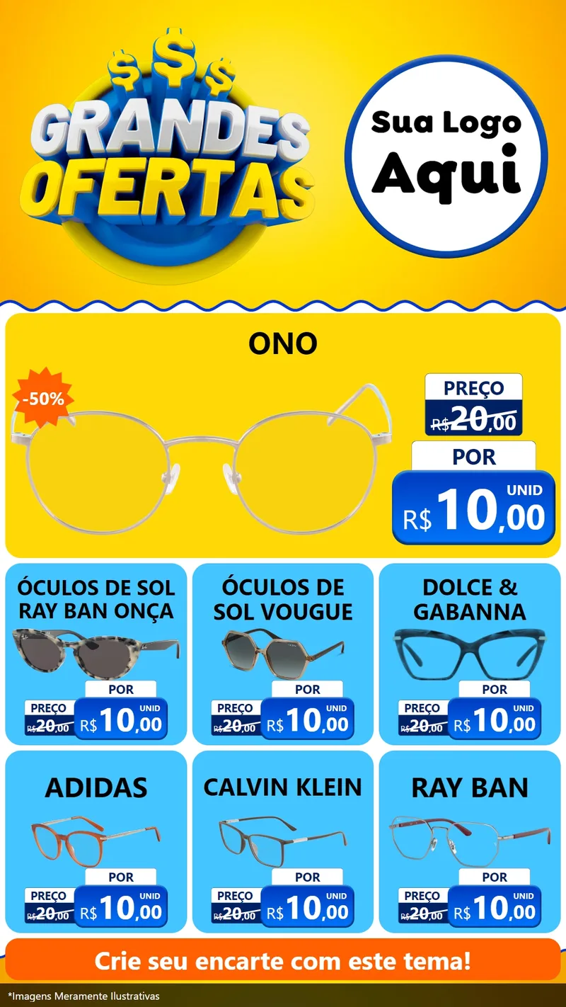 Modelo de Rede Social para Stories com o tema Grandes Ofertas para Óticas