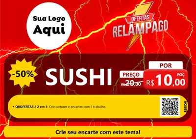Modelo de Cartaz para Cartaz A4 Horizontal com o tema Ofertas Relâmpago para Comida japonesa