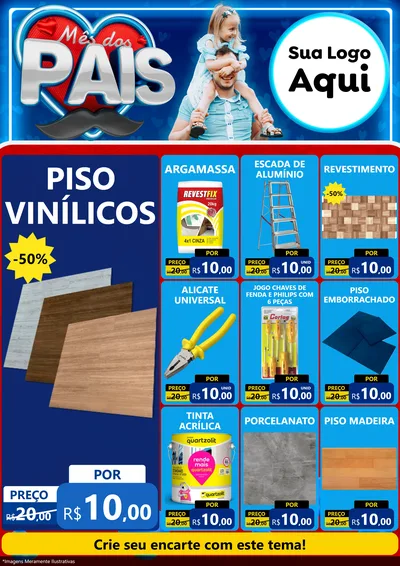 Modelo de Encarte para Encarte A4 Vertical com o tema Mês Dos Pais para Material para Construção
