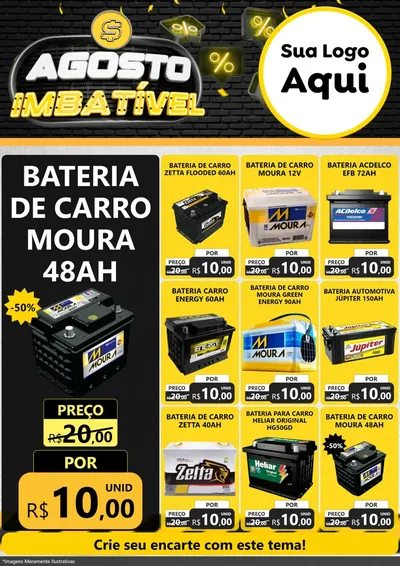Modelo de Encarte para Encarte A4 Vertical com o tema Agosto Imbatível para Baterias Elétricas