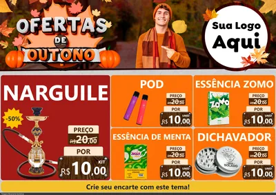 Modelo de Encarte para Encarte A4 Horizontal com o tema Ofertas de Outono para Tabacaria