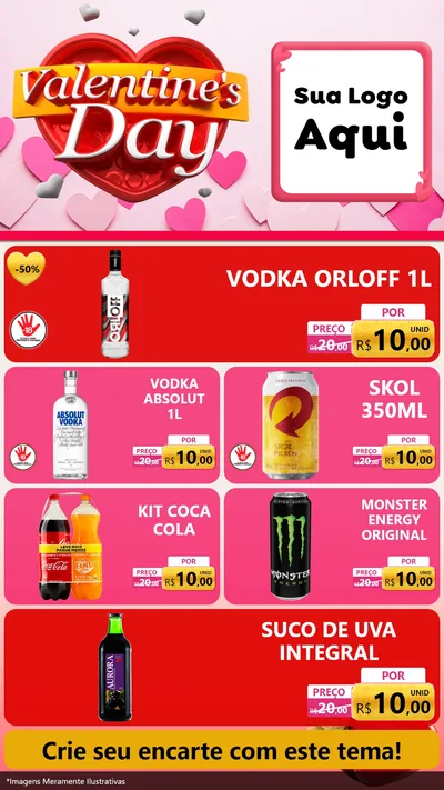 Modelo de TV para TV Vertical com o tema Valentine's Day para Distribuidora de bebidas