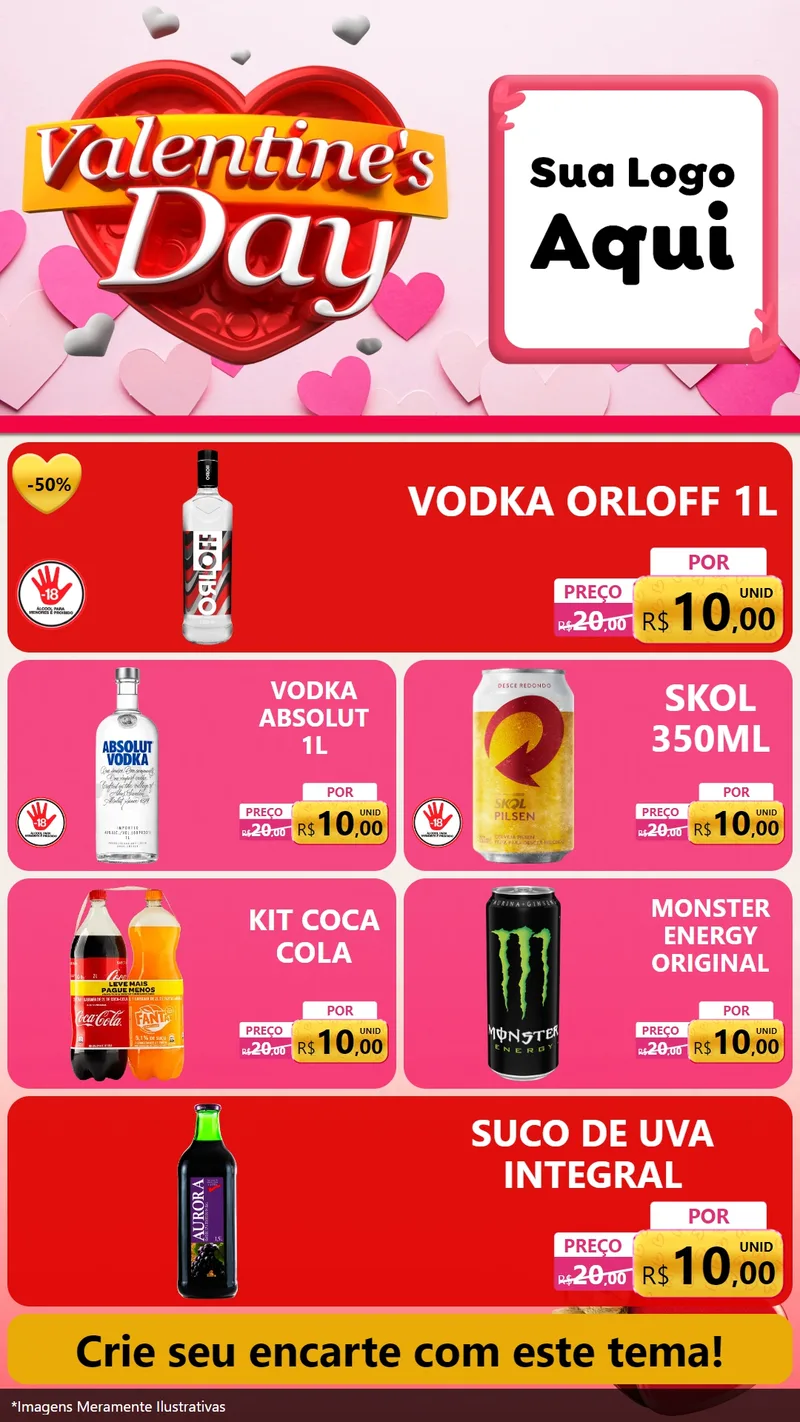 Modelo de TV para TV Vertical com o tema Valentine's Day para Distribuidora de bebidas