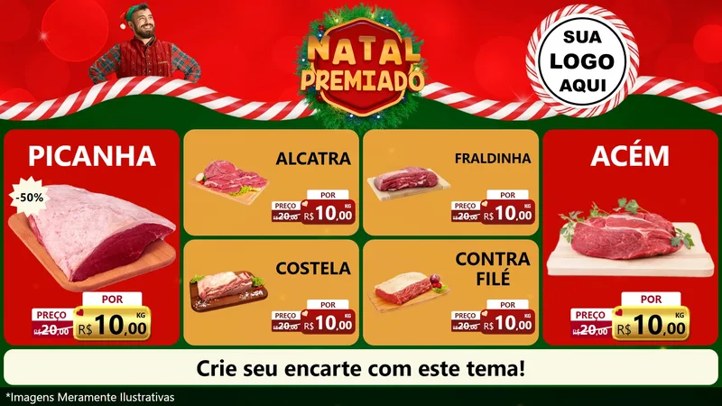 Modelo de TV para TV Horizontal com o tema Natal Premiado para Açougue