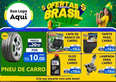 Modelo de Encarte para Encarte A4 Horizontal com o tema Ofertas Semana do Brasil para Auto peças