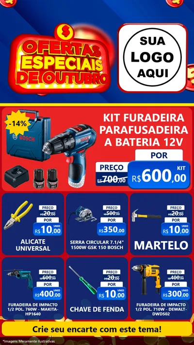Modelo de Rede Social para Stories com o tema Ofertas Especiais de Outubro para Maquinas e Ferramentas