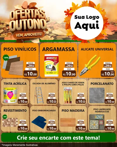 Modelo de Rede Social para Feed Instagram com o tema Ofertas de Outono - Vem, Aproveite! para Material para Construção