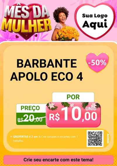 Modelo de Cartaz para Cartaz A4 Vertical com o tema Mês da Mulher para Armarinho e Aviamentos