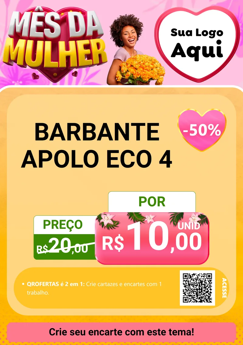Modelo de Cartaz para Cartaz A4 Vertical com o tema Mês da Mulher para Armarinho e Aviamentos