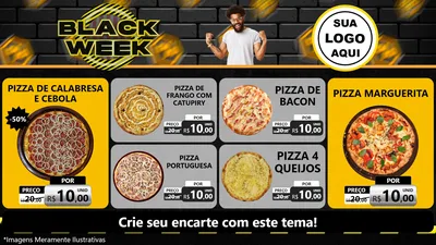 Modelo de TV para TV Horizontal com o tema Black Week para Pizzaria