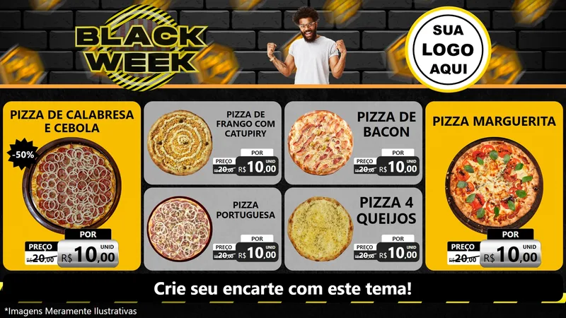 Modelo de TV para TV Horizontal com o tema Black Week para Pizzaria