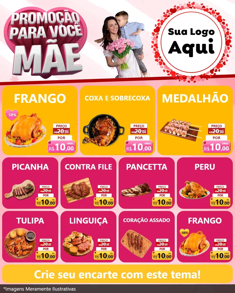 Modelo de Rede Social para Feed Instagram com o tema Promoção Para Você Mãe para Assados