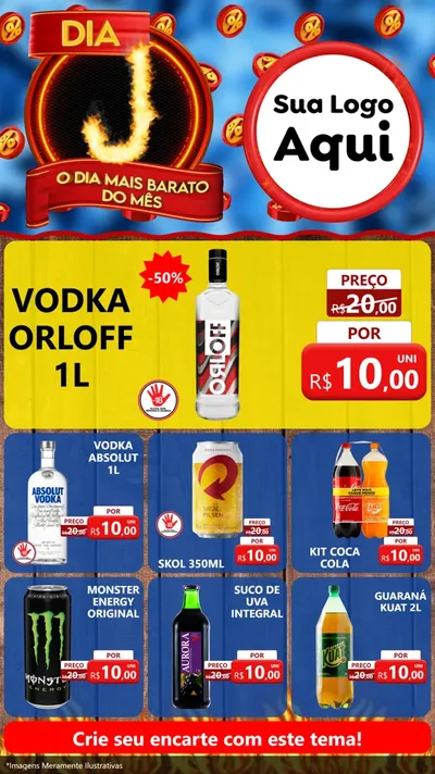Modelo de Rede Social para Stories com o tema Dia J - O Dia Mais Barato Do Mês para Distribuidora de bebidas