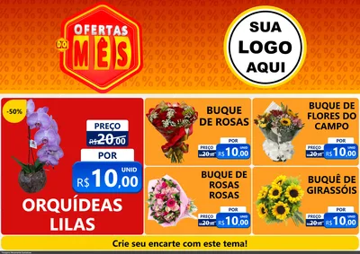 Modelo de Encarte para Encarte A4 Horizontal com o tema Ofertas do Mês para Floricultura e jardim