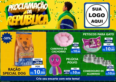 Modelo de Encarte para Encarte A4 Horizontal com o tema Proclamação da República para Pet Shop