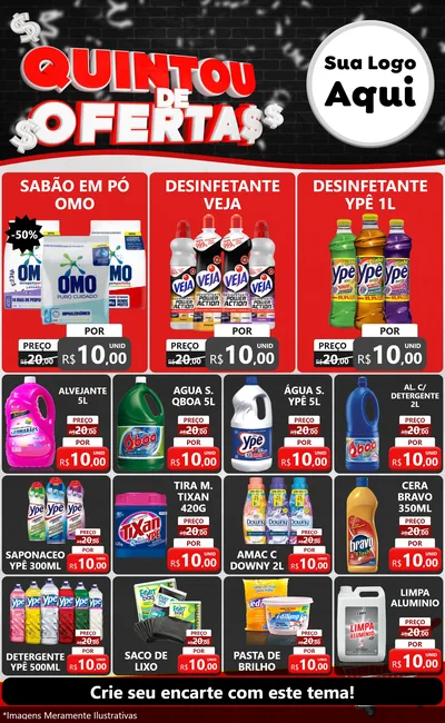Modelo de Encarte para Encarte Grande com o tema Quintou de Ofertas para Produtos de Limpeza