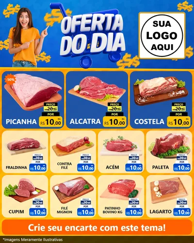 Modelo de Rede Social para Feed Instagram com o tema Oferta do Dia para Açougue
