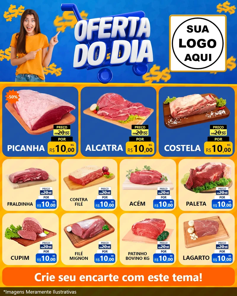 Modelo de Rede Social para Feed Instagram com o tema Oferta do Dia para Açougue