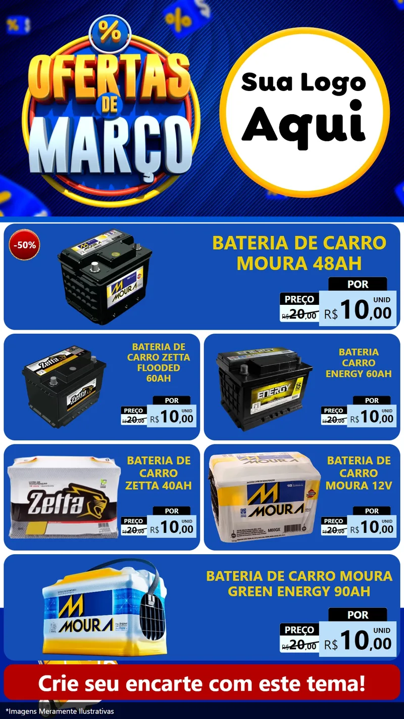 Modelo de TV para TV Vertical com o tema Ofertas de Março para Baterias Elétricas