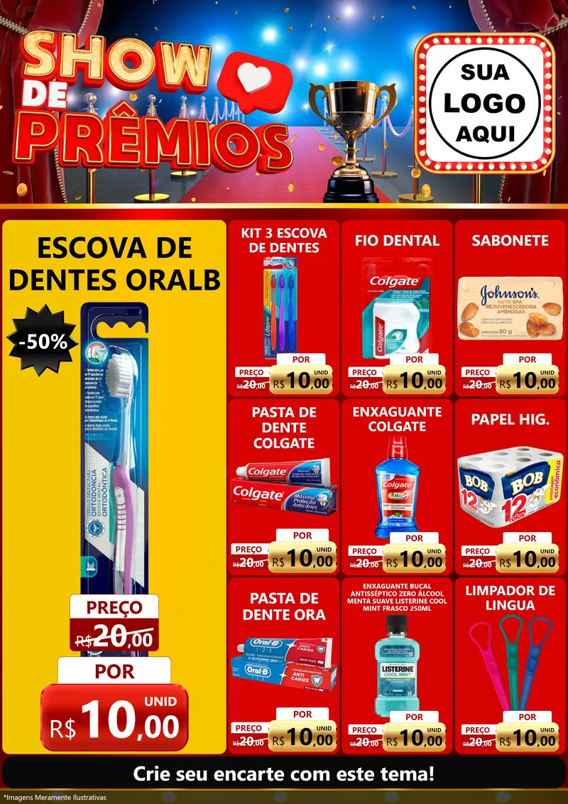 Modelo de Encarte para Encarte A4 Vertical com o tema Show de Prêmios para Higiene Pessoal