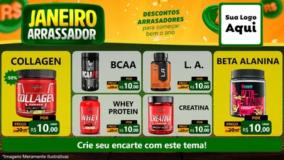Modelo de TV para TV Horizontal com o tema Janeiro Arrasador para Suplementos alimentares