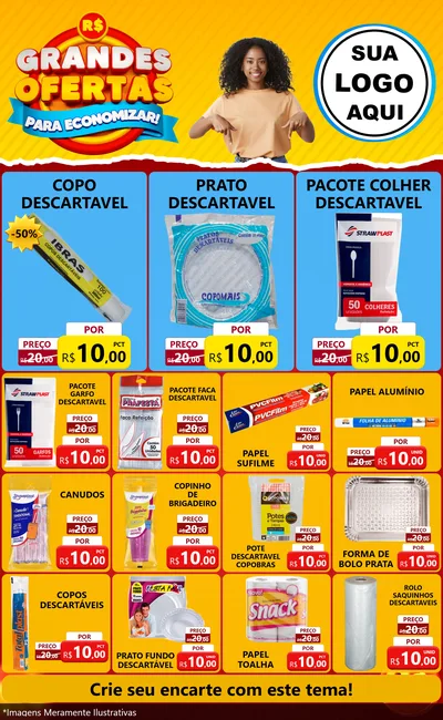 Modelo de Encarte para Encarte Grande com o tema Grandes Ofertas Para Economizar! para Embalagens