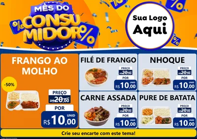Modelo de Encarte para Encarte A4 Horizontal com o tema Mês do Consumidor para Restaurante