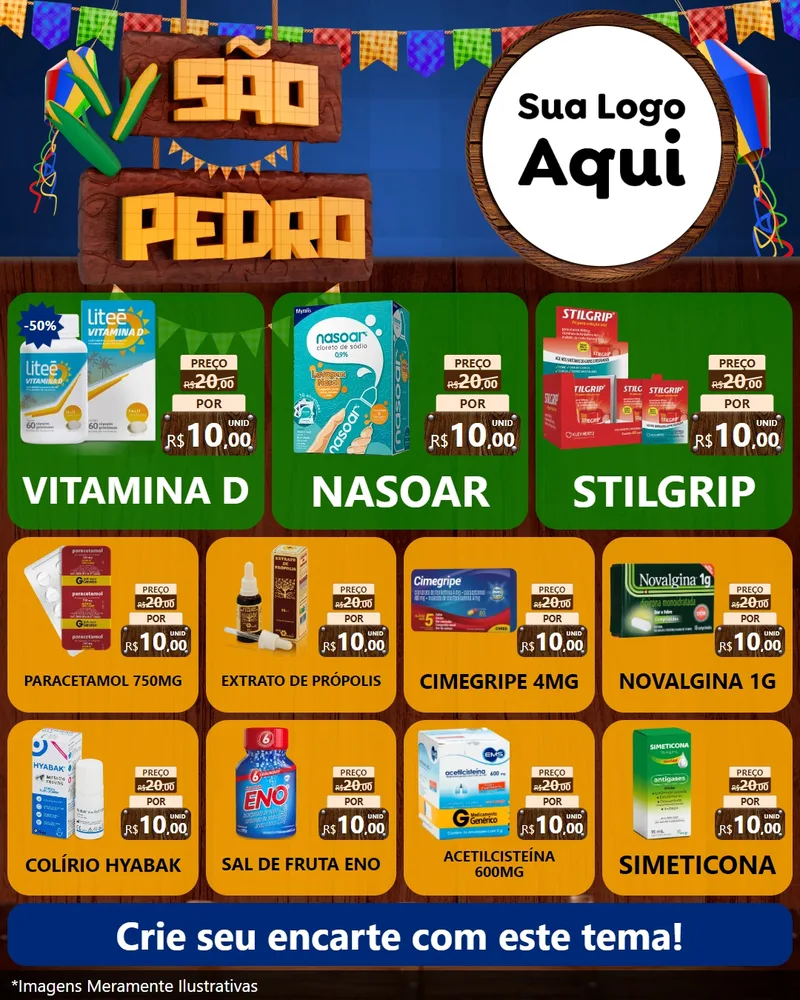 Modelo de Rede Social para Feed Instagram com o tema São Pedro para Farmácia