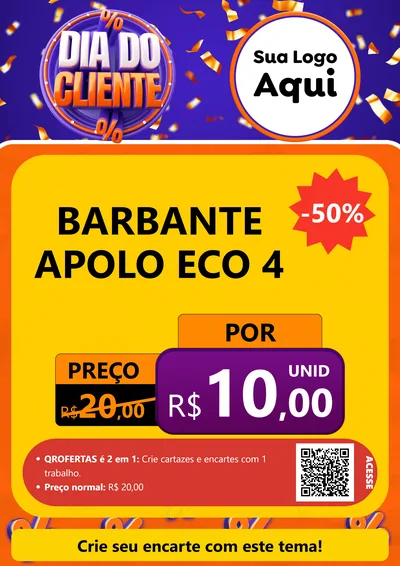 Modelo de Cartaz para Cartaz A4 Vertical com o tema Dia do Cliente para Armarinho e Aviamentos
