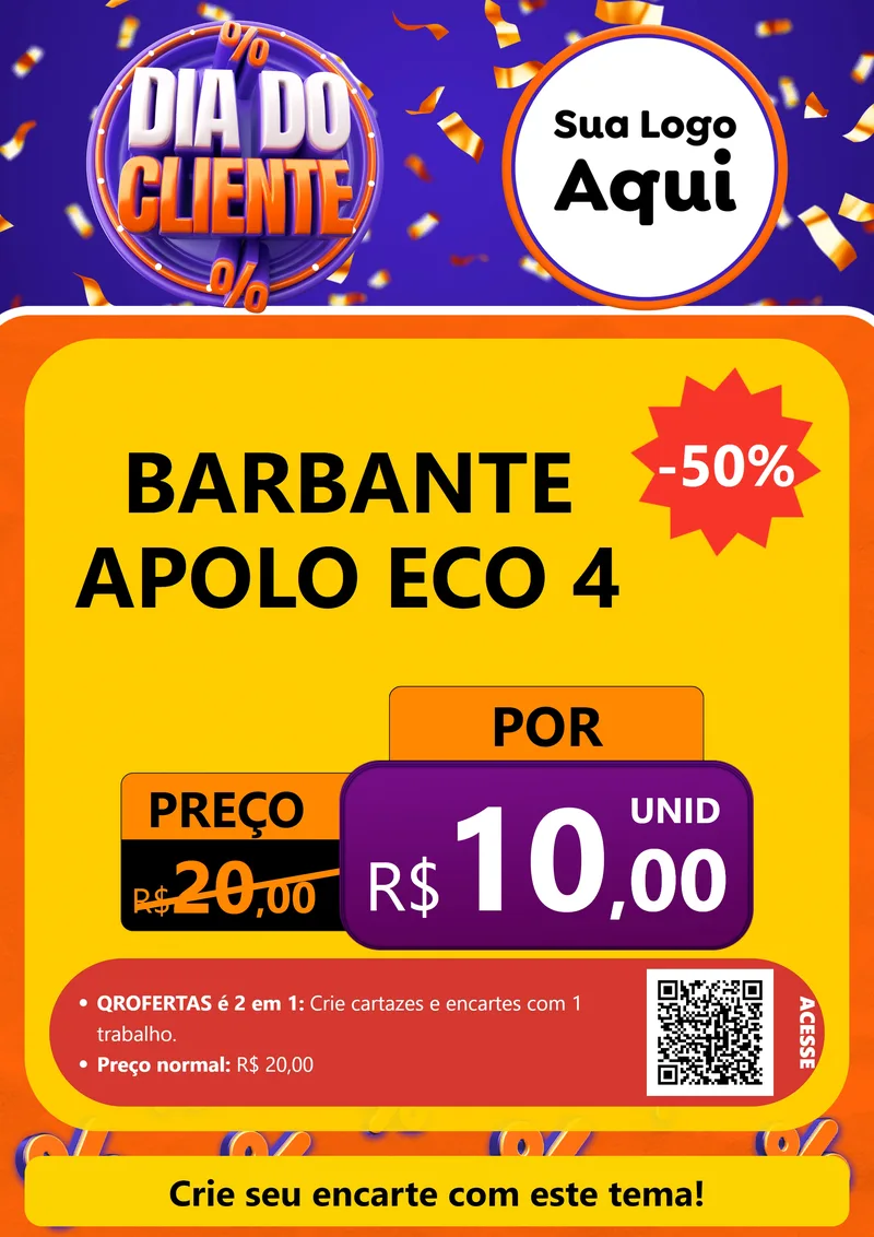 Modelo de Cartaz para Cartaz A4 Vertical com o tema Dia do Cliente para Armarinho e Aviamentos