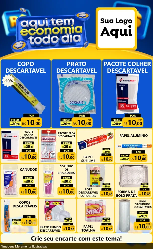 Modelo de Encarte para Encarte Grande com o tema Aqui Tem Economia Todo Dia para Embalagens