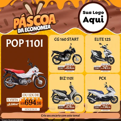 Modelo de Rede Social para Feed Facebook com o tema Páscoa da Economia para Concessionaria de Motos