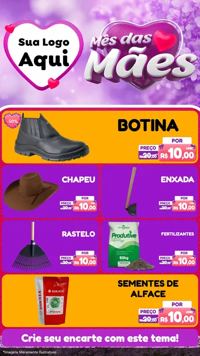 Modelo de TV para TV Vertical com o tema Mês das Mães para Agropecuária