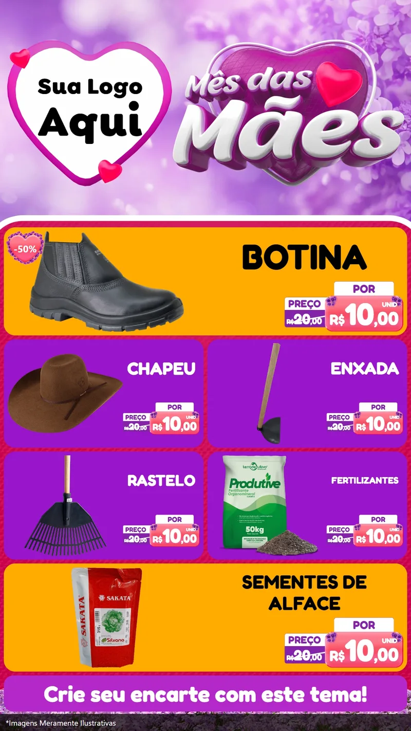 Modelo de TV para TV Vertical com o tema Mês das Mães para Agropecuária