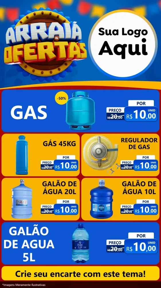 Modelo de TV para TV Vertical com o tema Arraiá de Ofertas - Junina para Água e gás