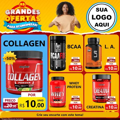 Modelo de Rede Social para Feed Facebook com o tema Grandes Ofertas Para Economizar! para Suplementos alimentares